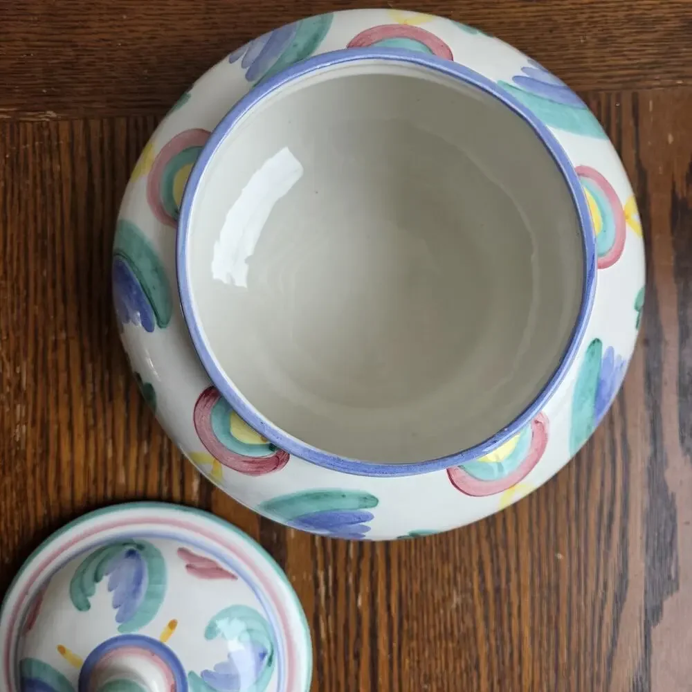 Vintage Vietri Colore Cookie Jar Made in Italy 1986 Pastels‎ Spring Nostalgia